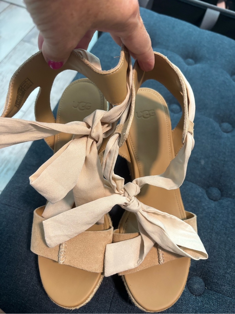 UGG Women’s Tan Tie-Strap Wedge Sandals